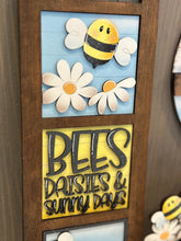 Load image into Gallery viewer, Bee Daisies Interchangeable Leaning Sign File SVG, Glowforge Spring, Summer, Daisy, Flower, Floral, Honey Tiered Tray, LuckyHeartDesignsCo