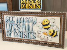Load image into Gallery viewer, Bee Daisies Interchangeable Leaning Sign File SVG, Glowforge Spring, Summer, Daisy, Flower, Floral, Honey Tiered Tray, LuckyHeartDesignsCo