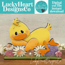 Load image into Gallery viewer, Duck Spring Laying Flower Standing File SVG, Daisy, Flower, Cute, Pet, Farm Tiered Tray Glowforge, LuckyHeartDesignsCo
