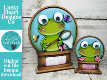 Load image into Gallery viewer, Frog Spring Snow Globe Interchangeable File SVG, TINY Summer, Butterfly, Flower, Daisy, Glowforge, Tiered Tray LuckyHeartDesignsCo