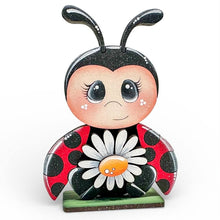 Load image into Gallery viewer, Spring Ladybug Standing Sign File SVG, Glowforge, Flower, Floral, Summer, Butterfly, Daisy, Tiered Tray LuckyHeartDesignsCo