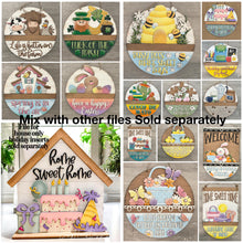 Load image into Gallery viewer, Easter Banner Holiday Door Sign Interchangeable File, SVG, Standing, Bunny, Spring, Seasonal Home Welcome, glowforge