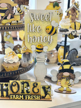 Load image into Gallery viewer, Bee Pedestal Spindle Slide On Seasonal Set Interchangeable File SVG, Summer, Spring Bumble Home Sign, Decor Glowforge, LuckyHeartDesignsCo