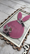 Load image into Gallery viewer, Floral Bunny Head Sign Trio File SVG, Glowforge, Spring, Flower, Easter, Cottontail, Decorative Frame, Lace,LuckyHeartDesignsCo