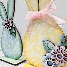 Load image into Gallery viewer, Floral Chunky Bunny Standing File SVG, Glowforge, Flower, Egg, Spring, LuckyHeartDesignsCo
