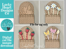 Load image into Gallery viewer, Tag Sign Mug Stick File SVG, Glowforge Tiered Tray Decor, Spring, Summer Plant Stake, Christmas, Flower, Gift, LuckyHeartDesignsCo