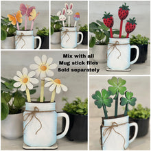 Load image into Gallery viewer, Picnic Basket Mug Stick Pallet Sign File SVG, Glowforge Tiered Tray Decor, Spring, Summer Plant Stake, Christmas, Flower LuckyHeartDesignsCo