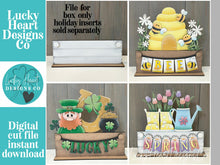 Load image into Gallery viewer, Box Banner Holiday Door Sign Interchangeable File, SVG, Standing, Christmas, Halloween, Fall, Valentine, Seasonal Home Welcome, glowforge