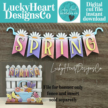 Load image into Gallery viewer, Spring Banner Holiday Door Sign Interchangeable File, SVG, Standing, Flower, Daisy, Tulips, Summer, Seasonal Home Welcome, glowforge