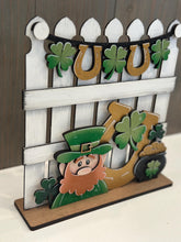 Load image into Gallery viewer, Lucky Banner Holiday Door Sign Interchangeable File, SVG, Standing, Clover, St. Patrick's Day, Shamrock, Seasonal Home Welcome, glowforge