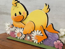 Load image into Gallery viewer, Duck Spring Laying Flower Standing File SVG, Daisy, Flower, Cute, Pet, Farm Tiered Tray Glowforge, LuckyHeartDesignsCo