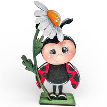 Load image into Gallery viewer, Spring Ladybug Standing Sign File SVG, Glowforge, Flower, Floral, Summer, Butterfly, Daisy, Tiered Tray LuckyHeartDesignsCo