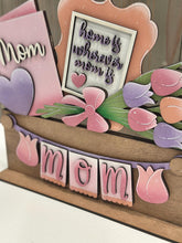 Load image into Gallery viewer, Mom Banner Holiday Door Sign Interchangeable File, SVG, Fence, Flowers, Tulips, Card, Mother's Day, Seasonal, Holiday, Welcome, glowforge