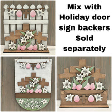 Load image into Gallery viewer, Easter Blessings Banner Holiday Door Sign Interchangeable File, SVG, Lilly, Egg, Cross, Spring, Seasonal, Holiday, Welcome, glowforge