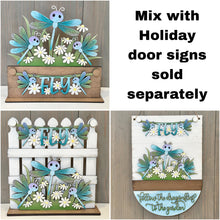 Load image into Gallery viewer, Dragonfly Banner Holiday Door Sign Interchangeable File, SVG, Fence, Standing, Flower, Daisy, Summer, Seasonal Home Welcome, glowforge