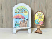 Load image into Gallery viewer, Beach Summer Tall Arch Sign Interchangeable File SVG, TINY, INSERT only Sand Castle Umbrella Glowforge Holiday Tiered LuckyHeartDesignsCo