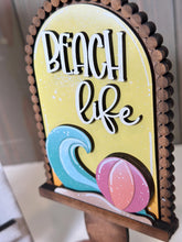 Load image into Gallery viewer, Beach Summer Tall Arch Sign Interchangeable File SVG, TINY, INSERT only Sand Castle Umbrella Glowforge Holiday Tiered LuckyHeartDesignsCo