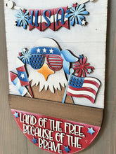 Load image into Gallery viewer, Bald Eagle America Holiday Door Sign Interchangeable File, SVG, Flag, USA, Summer, Fireworks Fourth of July Seasonal Home Welcome, glowforge