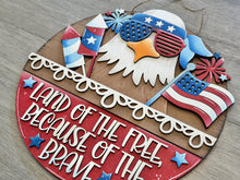 Load image into Gallery viewer, Bald Eagle America Holiday Door Sign Interchangeable File, SVG, Flag, USA, Summer, Fireworks Fourth of July Seasonal Home Welcome, glowforge