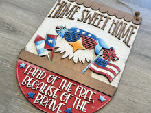 Load image into Gallery viewer, Bald Eagle America Holiday Door Sign Interchangeable File, SVG, Flag, USA, Summer, Fireworks Fourth of July Seasonal Home Welcome, glowforge