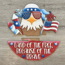 Load image into Gallery viewer, Bald Eagle America Holiday Door Sign Interchangeable File, SVG, Flag, USA, Summer, Fireworks Fourth of July Seasonal Home Welcome, glowforge