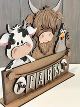 Load image into Gallery viewer, Farm Banner Fence Holiday Door Sign Interchangeable File, SVG, Standing, Egg, Highland Cow, Chicken, Seasonal Home Welcome, glowforge
