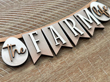 Load image into Gallery viewer, Farm Banner Fence Holiday Door Sign Interchangeable File, SVG, Standing, Egg, Highland Cow, Chicken, Seasonal Home Welcome, glowforge