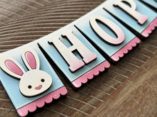 Load image into Gallery viewer, Easter Banner Holiday Door Sign Interchangeable File, SVG, Standing, Bunny, Spring, Seasonal Home Welcome, glowforge