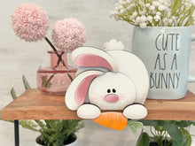Load image into Gallery viewer, Floppy Bunny Butt Shelf Hanger Standing Sign File SVG, HANGING, Rabbit, Carrot, Basket, Mantle decor, glowforge LuckyHeartDesignsCo