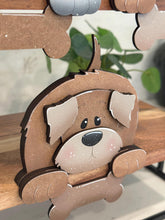 Load image into Gallery viewer, Dog Shelf Hanger Standing Sign File SVG, HANGING, Puppy, Bone, Mantle decor, glowforge LuckyHeartDesignsCo