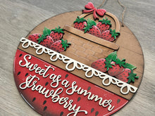 Load image into Gallery viewer, Strawberry Holiday Door Sign Interchangeable File, SVG, Summer, Fruit, Basket, Spring, Farm Fresh, Basket, Seasonal Home Welcome, glowforge