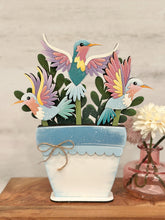 Load image into Gallery viewer, Hummingbird Mug Stick File SVG, Glowforge Tiered Tray, Tray Decor, Butterfly, Spring, Summer, Plant Topper, Gift, LuckyHeartDesignsCo