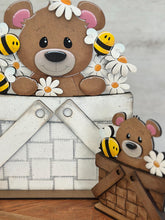 Load image into Gallery viewer, Bear Daisy Bee Flower Basket Interchangeable File SVG, Floral, Woodland, Bumble, Floral, Daisy, Tiered Tray, Glowforge, LuckyHeartDesignsCO