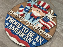 Load image into Gallery viewer, Uncle Sam America Holiday Door Sign Interchangeable File, SVG, Flag, USA, Summer, Fireworks Fourth of July Seasonal Home Welcome, glowforge