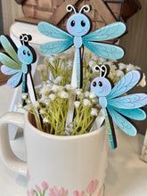 Load image into Gallery viewer, Dragonfly Mug Stick File SVG, Glowforge Tiered Tray, Tray Decor, Butterfly, Spring, Summer, Plant Topper, Gift, LuckyHeartDesignsCo