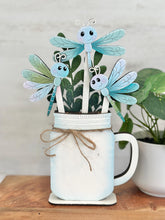 Load image into Gallery viewer, Dragonfly Mug Stick File SVG, Glowforge Tiered Tray, Tray Decor, Butterfly, Spring, Summer, Plant Topper, Gift, LuckyHeartDesignsCo
