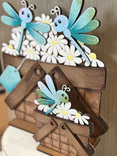 Load image into Gallery viewer, Dragonfly Flower Basket Interchangeable File SVG, Floral, Dragonflies, Butterfly Floral, Daisy, Tiered Tray, Glowforge, LuckyHeartDesignsCO
