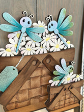 Load image into Gallery viewer, Dragonfly Flower Basket Interchangeable File SVG, Floral, Dragonflies, Butterfly Floral, Daisy, Tiered Tray, Glowforge, LuckyHeartDesignsCO