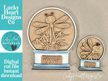 Load image into Gallery viewer, Dragonfly Snow Globe Interchangeable File SVG, TINY, Glowforge, Birdhouse, Dragonflies, Flower, Butterfly, Tiered Tray LuckyHeartDesignsCo