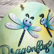 Load image into Gallery viewer, Dragonfly Sunshine Door Hanger Sign File SVG, Spring Flower, Butterfly, Spring, Summer, Glowforge, LuckyHeartDesignsCo