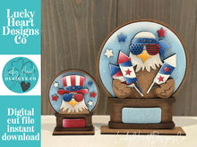 Load image into Gallery viewer, Bald Eagle America Snow Globe Interchangeable File SVG, TINY Glowforge, Summer, Fireworks, USA, Tiered Tray LuckyHeartDesignsCo