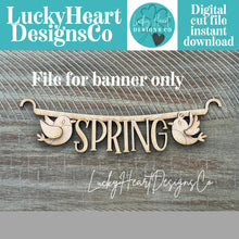 Load image into Gallery viewer, Bird Spring Banner Holiday Door Sign Interchangeable File, SVG, Fence, Standing, Flower, Daisy, Summer, Seasonal Home Welcome, glowforge
