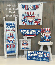 Load image into Gallery viewer, Uncle Sam Birdhouse Interchangeable File SVG, Glowforge, America Lady Fireworks, USA, Patriotic, Fourth of July, LuckyHeartDesignsCo