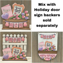 Load image into Gallery viewer, Mom Banner Holiday Door Sign Interchangeable File, SVG, Fence, Flowers, Tulips, Card, Mother's Day, Seasonal, Holiday, Welcome, glowforge