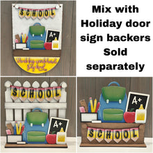 Load image into Gallery viewer, School Banner Holiday Door Sign Interchangeable File, SVG, Teacher, Pencil, Classroom, Seasonal, Holiday, Welcome, glowforge