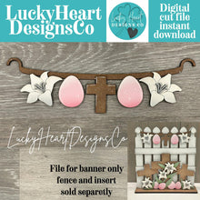 Load image into Gallery viewer, Easter Blessings Banner Holiday Door Sign Interchangeable File, SVG, Lilly, Egg, Cross, Spring, Seasonal, Holiday, Welcome, glowforge