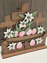 Load image into Gallery viewer, Easter Blessings Banner Holiday Door Sign Interchangeable File, SVG, Lilly, Egg, Cross, Spring, Seasonal, Holiday, Welcome, glowforge