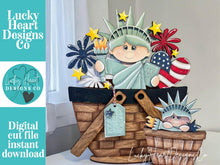 Load image into Gallery viewer, Statue of Liberty For The Flower Basket Interchangeable File SVG, Fourth, America, USA, Summer, Tiered Tray, Glowforge, LuckyHeartDesignsCo