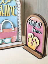Load image into Gallery viewer, Hello Sunshine Summer Tall Arch Sign Interchangeable File SVG, TINY, INSERT only Flip Flops Glowforge Holiday Tiered LuckyHeartDesignsCo