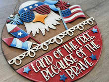 Load image into Gallery viewer, Bald Eagle America Holiday Door Sign Interchangeable File, SVG, Flag, USA, Summer, Fireworks Fourth of July Seasonal Home Welcome, glowforge